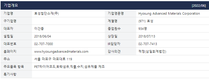 효성첨단소재(주) 전주공장 이미지