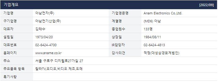아남전자 이미지