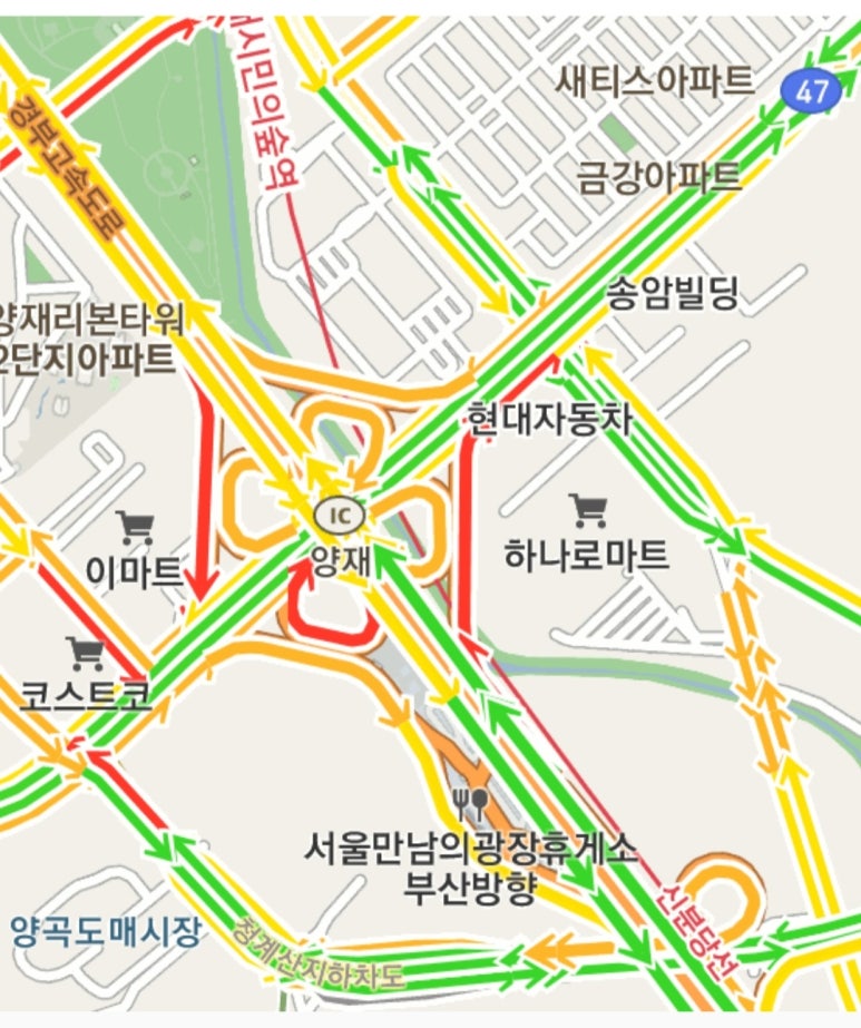 부산방향 양재IC 이미지