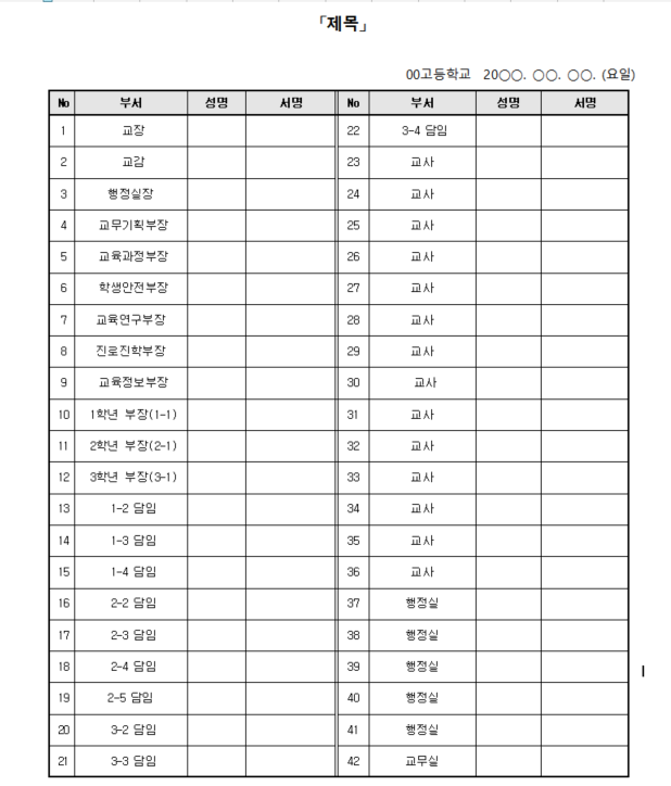 교직원연수등록부 양식 : 네이버 블로그