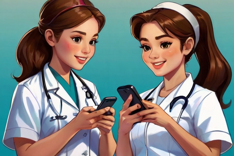 Default Nurses holding mobile phones in their hands On the mob 3