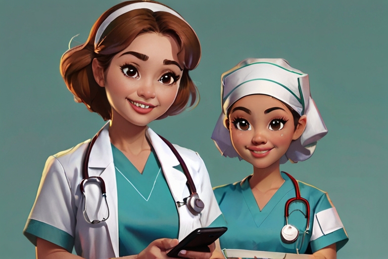 Default Nurses holding mobile phones in their hands On the mob 2