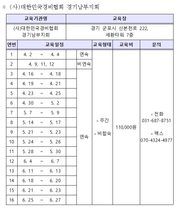 대한민국경비협회경기남부지방협회 이미지