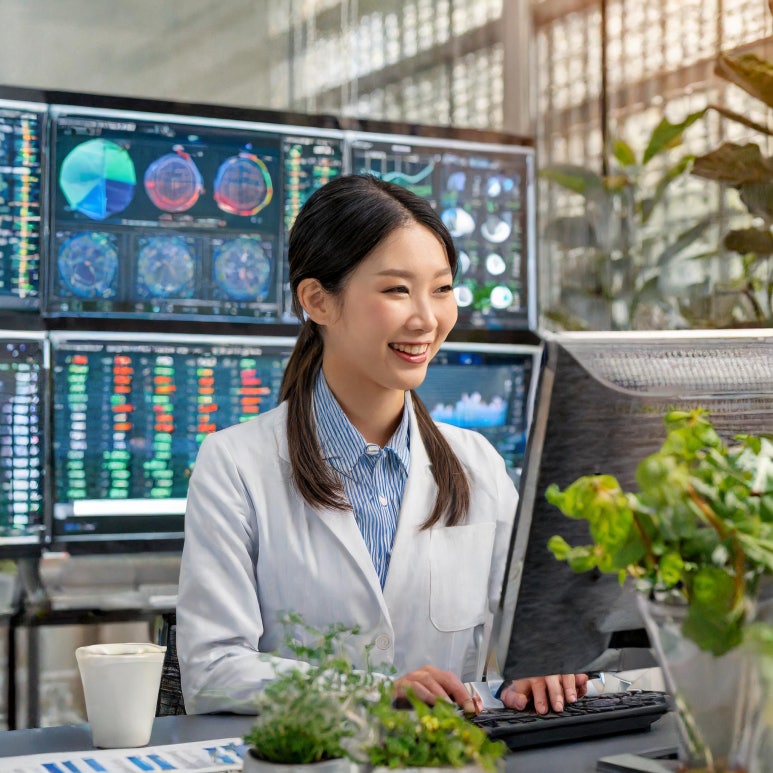 Firefly biotech investor looking at listed bio stocks on this computer monit