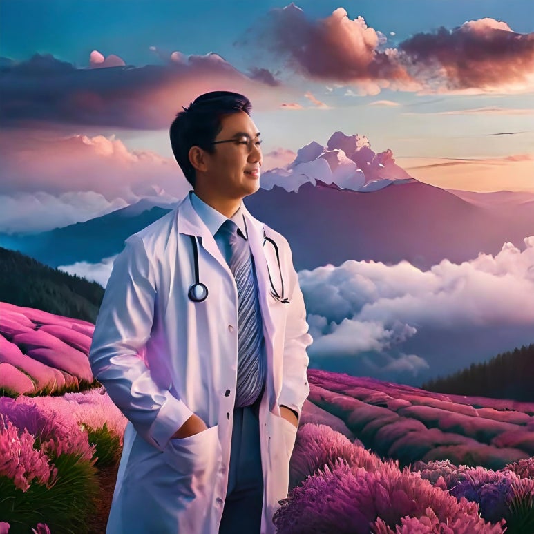 Firefly Medical doctor, looking in front, discussing results of experiments 