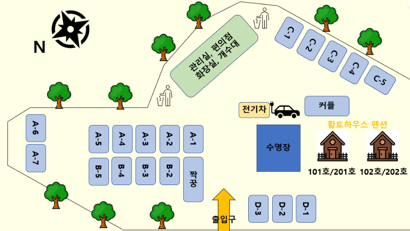 황토하우스 캠핑장 이미지