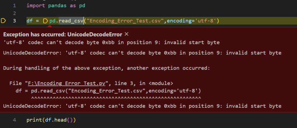 UnicodeDecodeError 'utf-8' codec can't decode byte 0x~~ in position ...