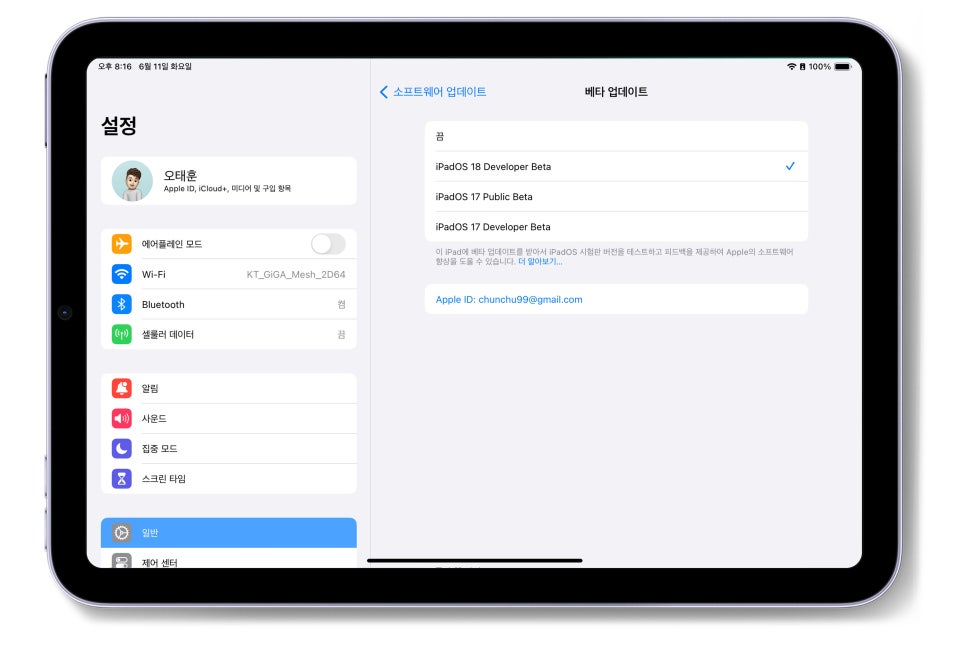 아이폰 13미니 및 아이패드 미니 iOS 및 iPad OS18 개발자 업데이트 방법 이미지 10