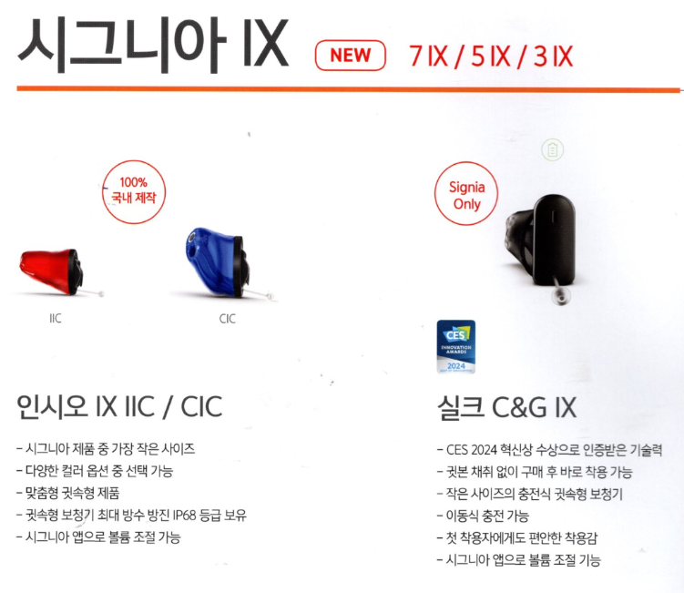 2024년 시그니아 보청기(Signia) 신제품 IX 특징 및 가격표(Price List) — 원문 이미지 9