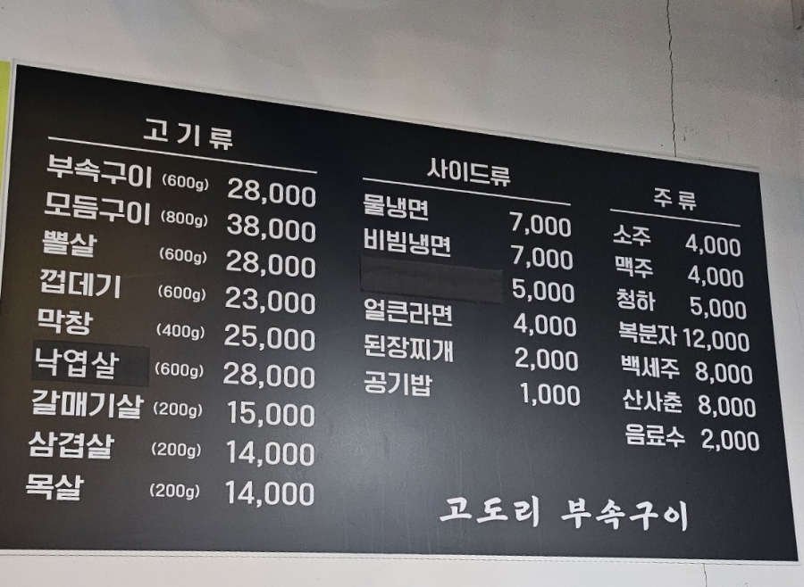 고도리부속구이 이미지