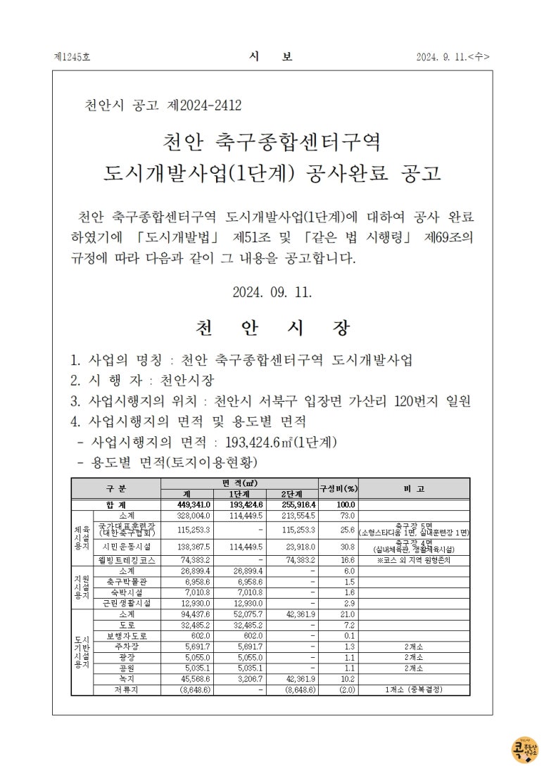 축구종합센터구역 도시개발사업 이미지