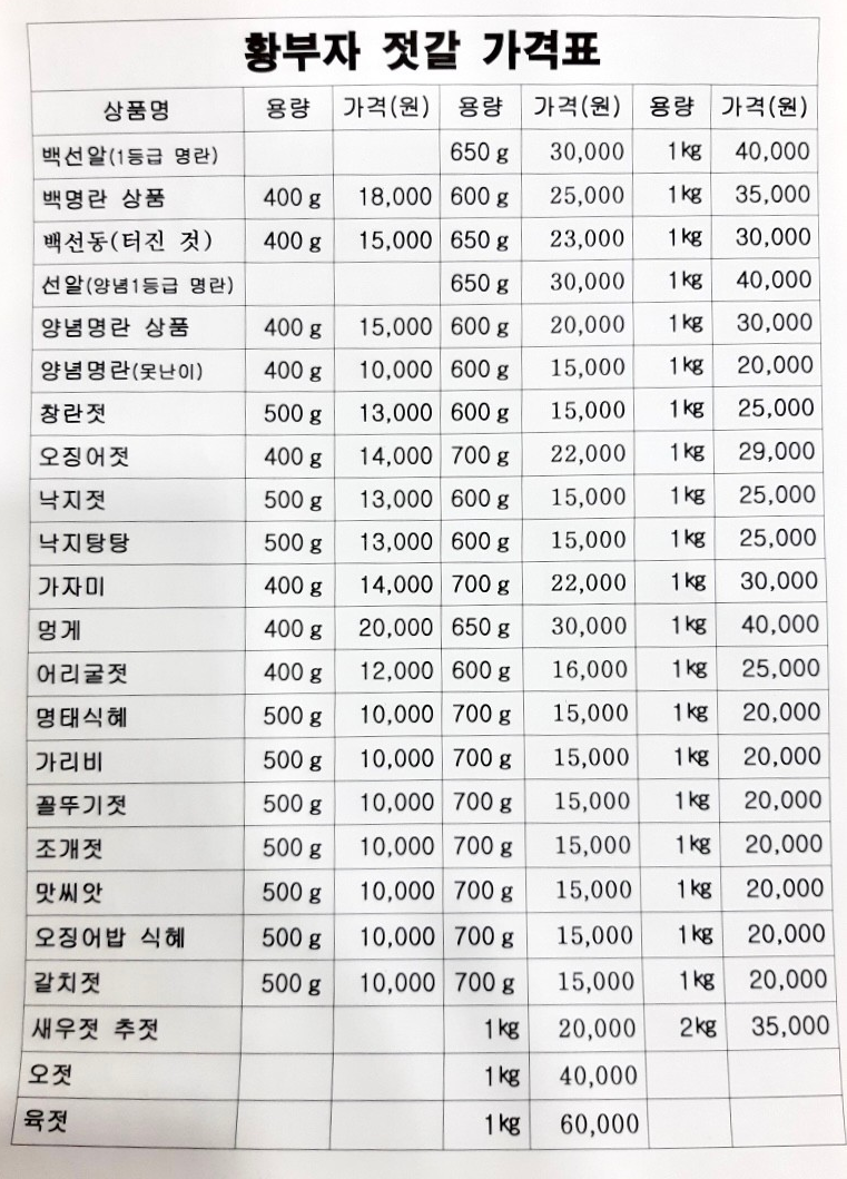 속초젓갈 이미지