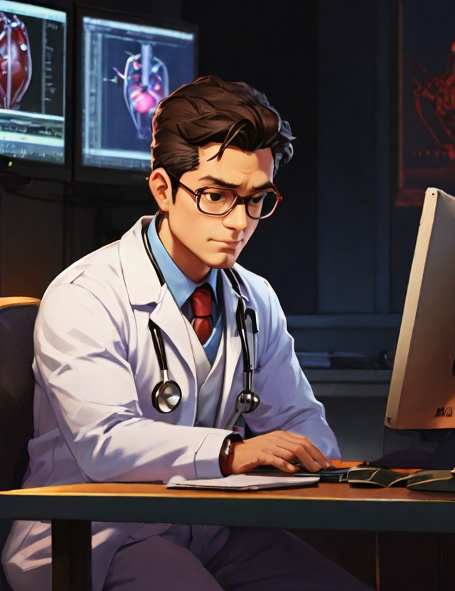 Leonardo Diffusion XL medical doctor programming in front of c 3