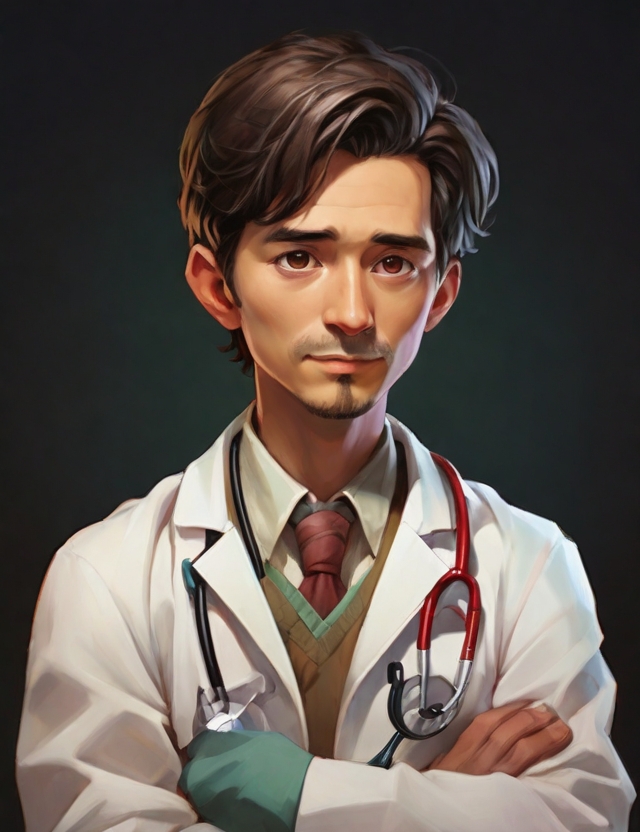 Leonardo Diffusion XL a doctor dictionary in hands side face 0