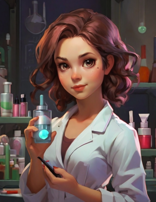 Leonardo Diffusion XL a female scientist with cosmetics in her 0