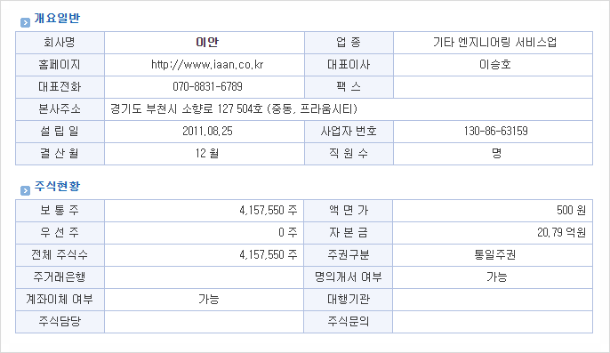 (주)이안 이미지