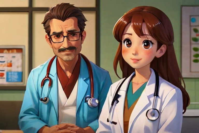 Default medical doctors with patients with considerate facial 3