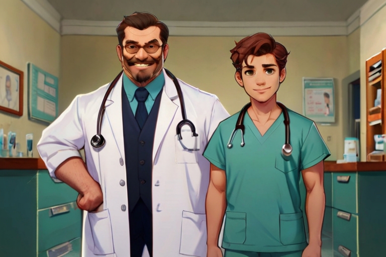 Default confident medical doctors with their patients 0