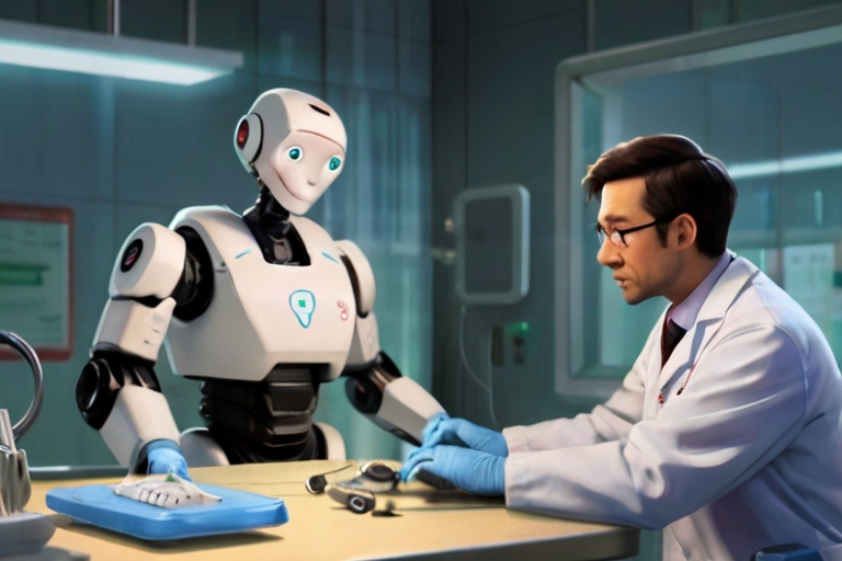 Default a medical doctor using medical robots to his surgery 1