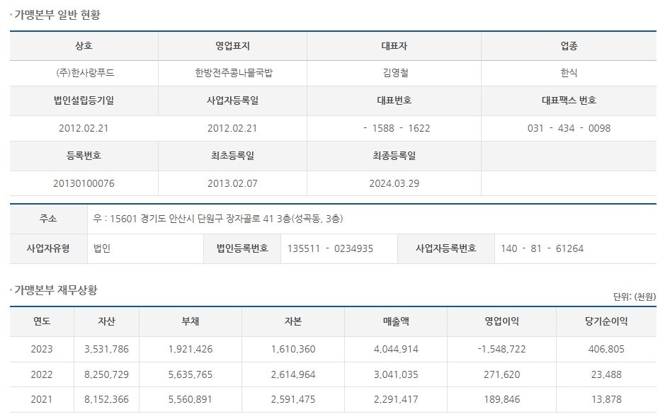 한사랑푸드 이미지
