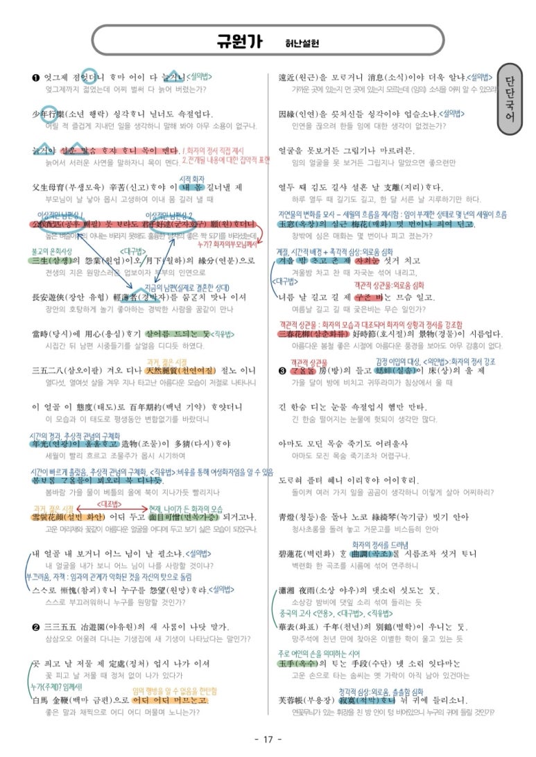 규원가, 허난설헌 - 해석/분석/현대어 해설(수성구 범어동 국어교습소, 단단국어) : 네이버 블로그