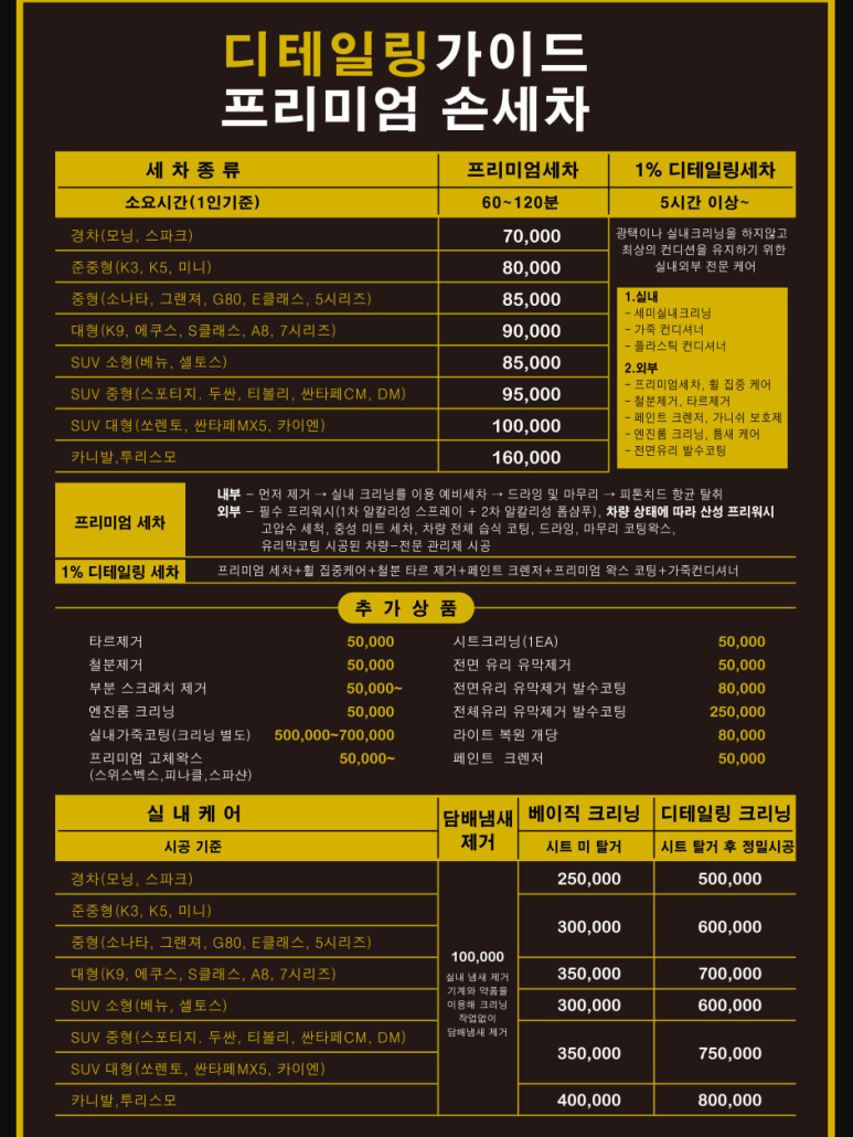 디테일링가이드손세차셀프세차 이미지