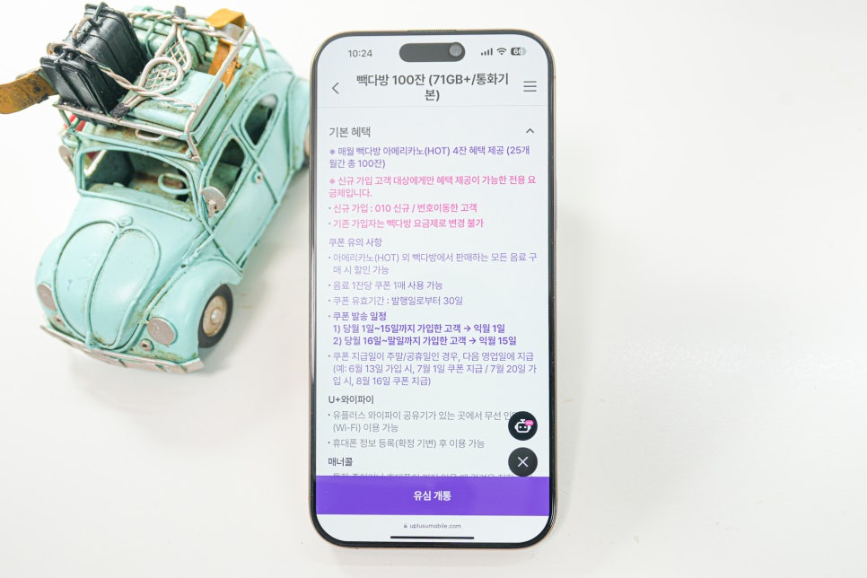U+유모바일 빽다방 요금제 소개 알뜰폰 요금제 셀프 개통 후기 이미지 5