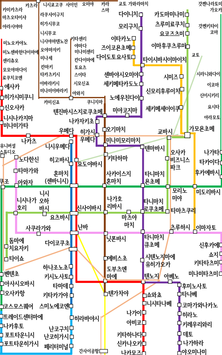 오사카 지하철 한글 노선도 요금 패스 첫차막차 : 네이버 블로그