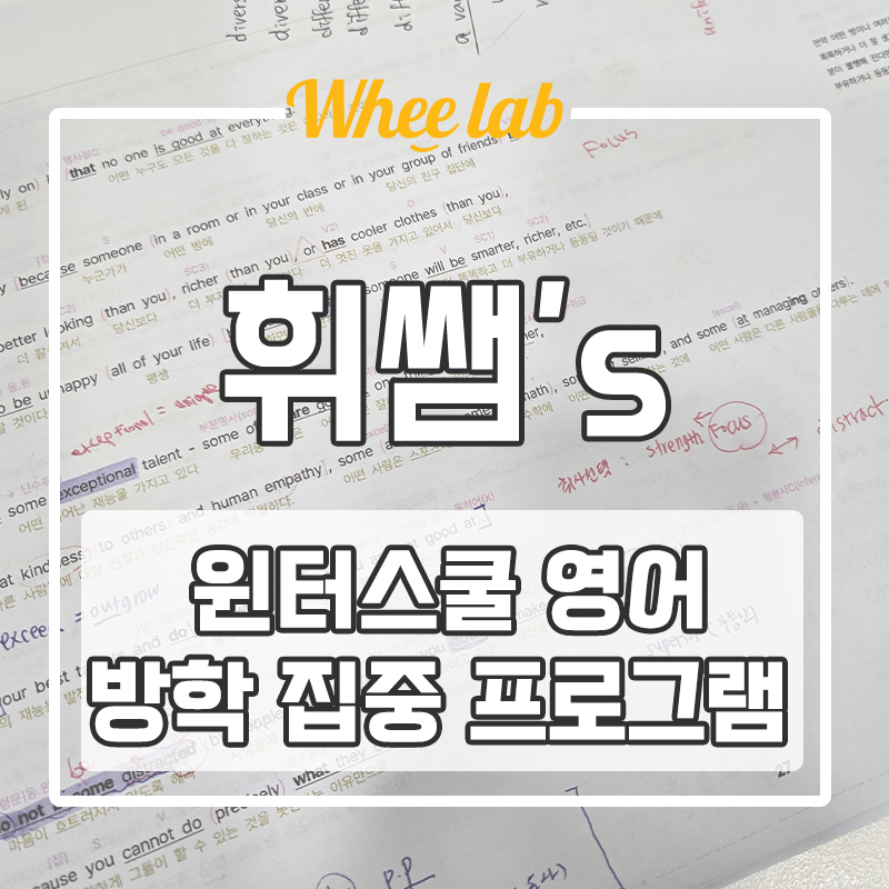 대치동 윈터스쿨 겨울방학 관리 체계적인 프로그램의 휘랩연구소