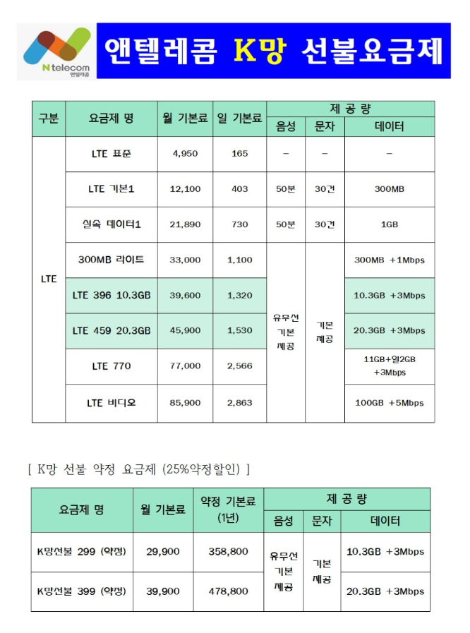 진주앤텔레콤알뜰폰 이미지