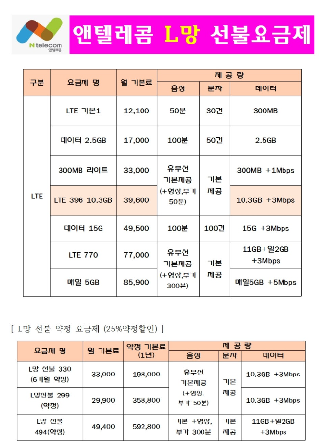 진주앤텔레콤알뜰폰 이미지