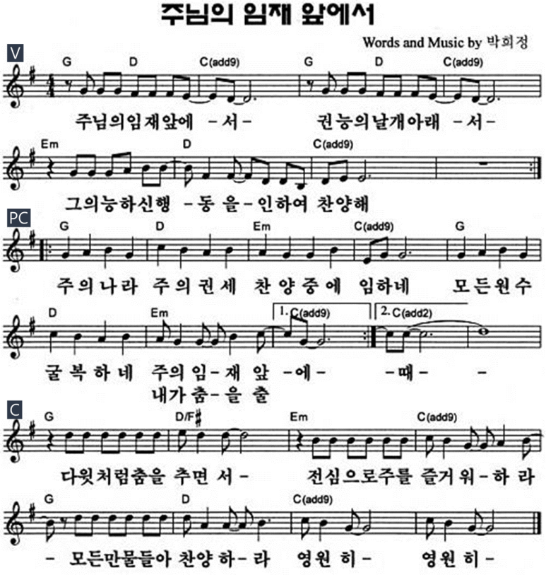 주님의 임재 앞에서 E, F, G, A 악보, 가사, PPT, 기타 악보 주님의 임재 앞에서 권능의 날개 아래서 : 네이버 블로그