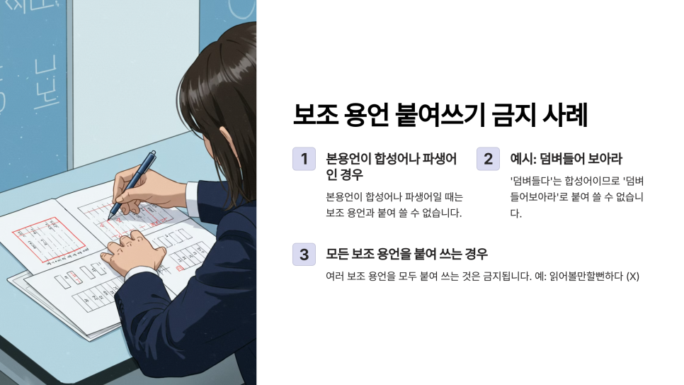 [2025년 5월 학평 문법 언어와 매체] 본용언 보조용언 띄어쓰기 [언매] : 네이버 블로그