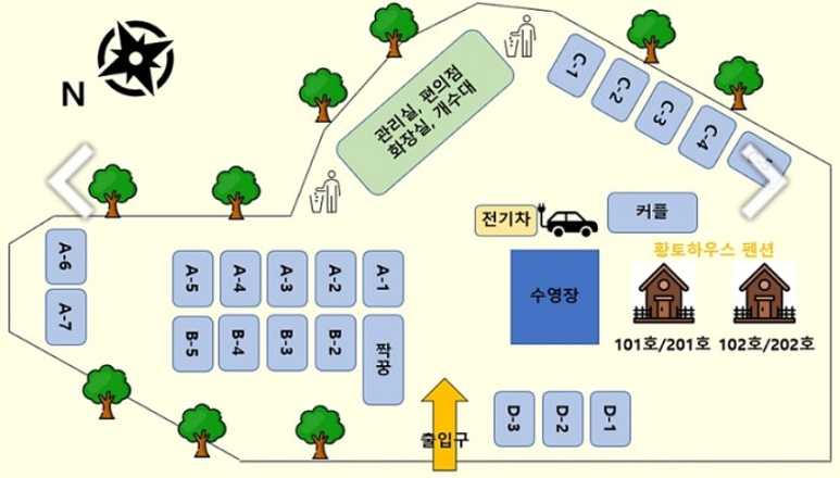 황토하우스 캠핑장 이미지