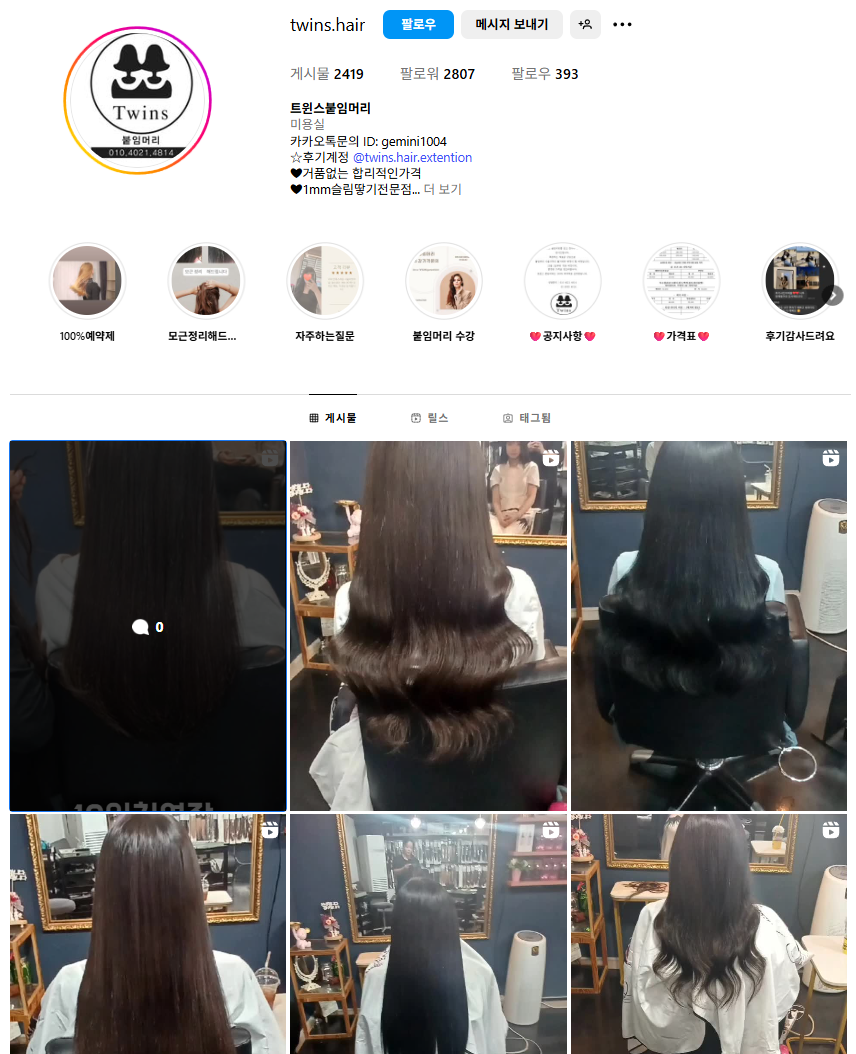 트윈스붙임머리 이미지