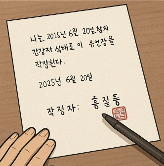 자필 유언장 법적 효력 및 작성 방법, 양식, 예시 간단 정리 : 네이버 블로그