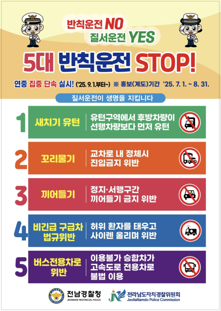 교통질서 위반행위(5대 반칙운전) 계도∙단속 : 네이버 블로그