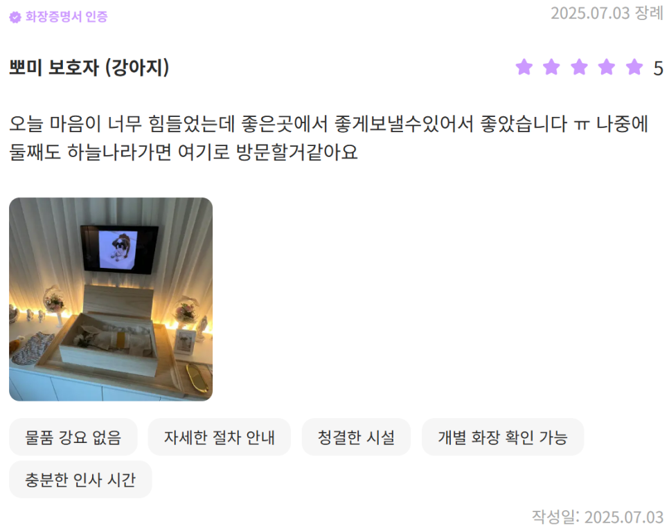 대전 강아지 장례식장 추천 및 비용 안내 — 사진 5