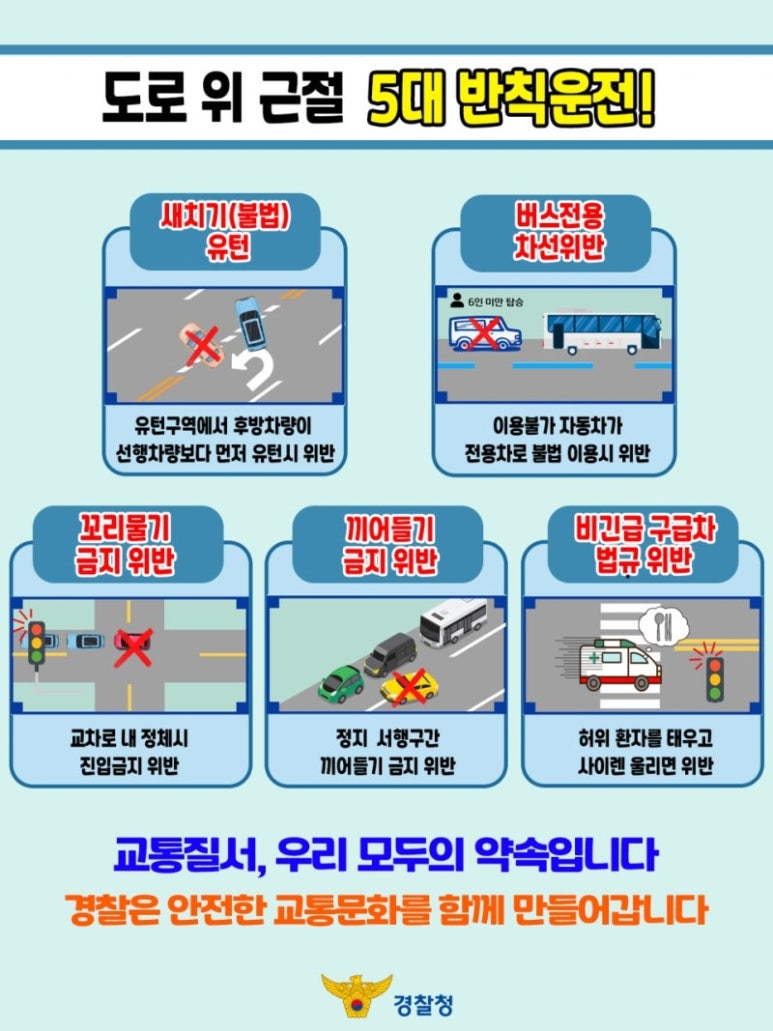 🚗 9월부터 달라지는 도로 단속! 운전자 필수 확인해야 할 ‘5대 반칙 운전’ 🚔 : 네이버 블로그