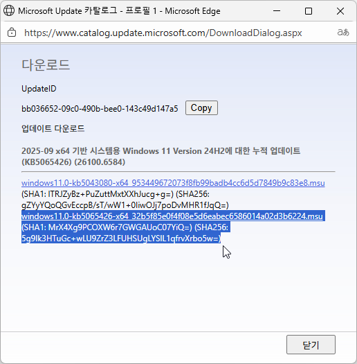 [2025-09-09] KB5065426 Windows 11 24H2 OS 빌드 26100.6584 보안 업데이트 주요 내용 ...