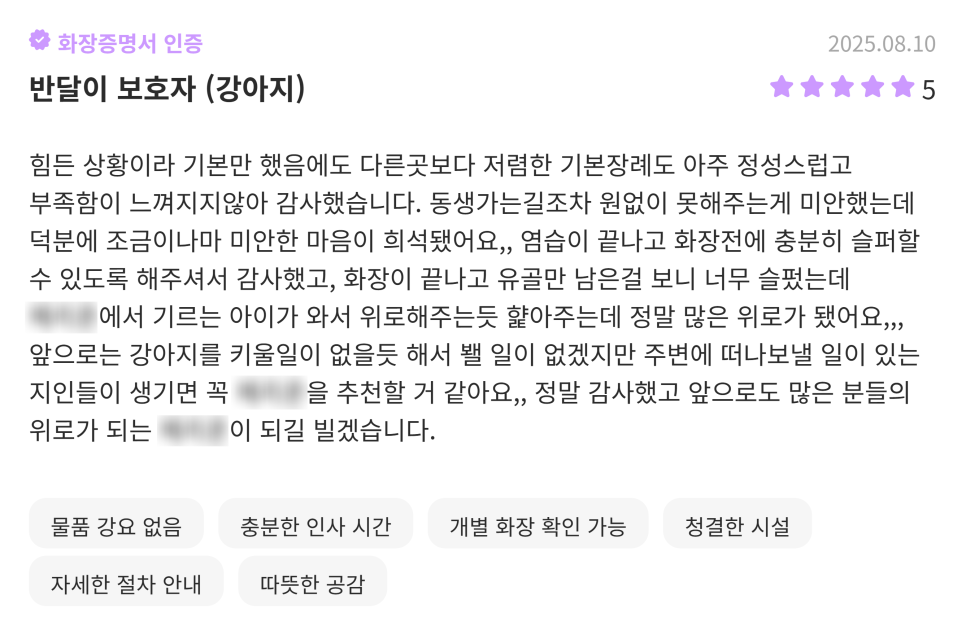 부산 강아지 장례 비용 비교 및 절차 안내 — 사진 7