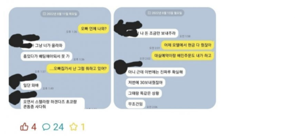 모텔비랑 밥값도 여친이 다 내는 이유 4