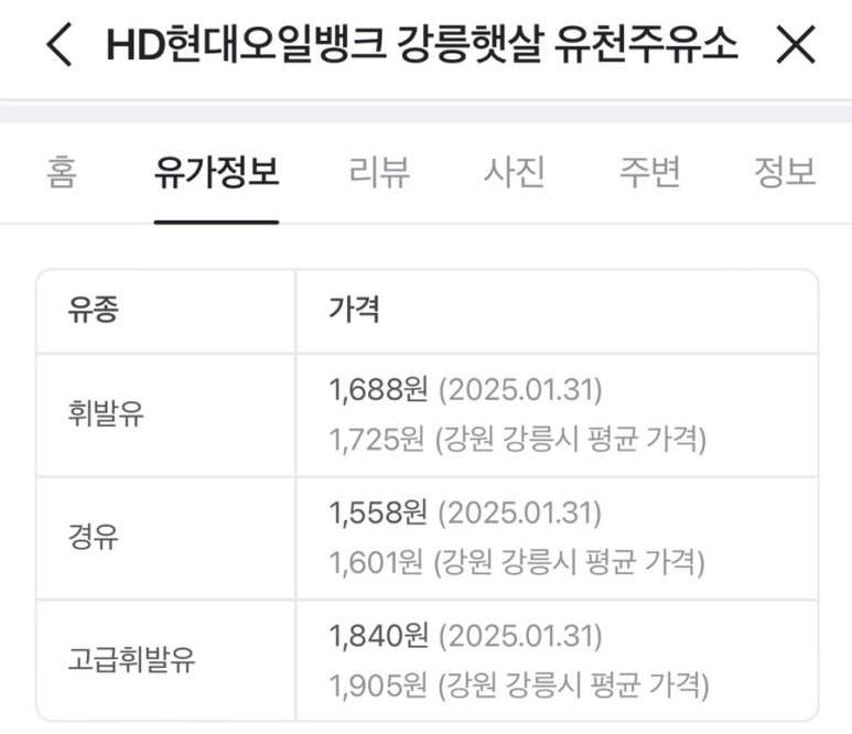 강릉햇살주유소 이미지