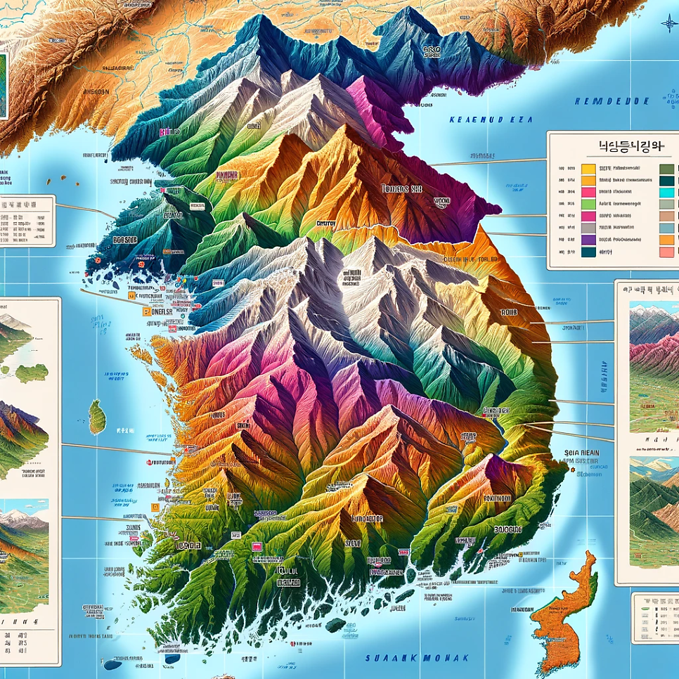 우리나라 산맥 지도 ... 장백산맥, 태백산맥, 소백산맥 등 : 네이버 블로그