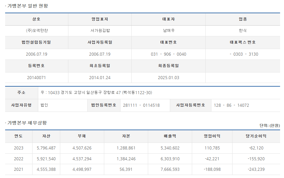 (주)오색만찬 이미지