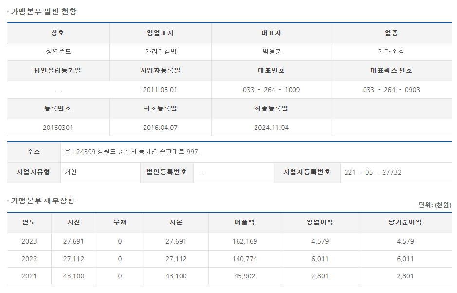 가리미김밥 이미지