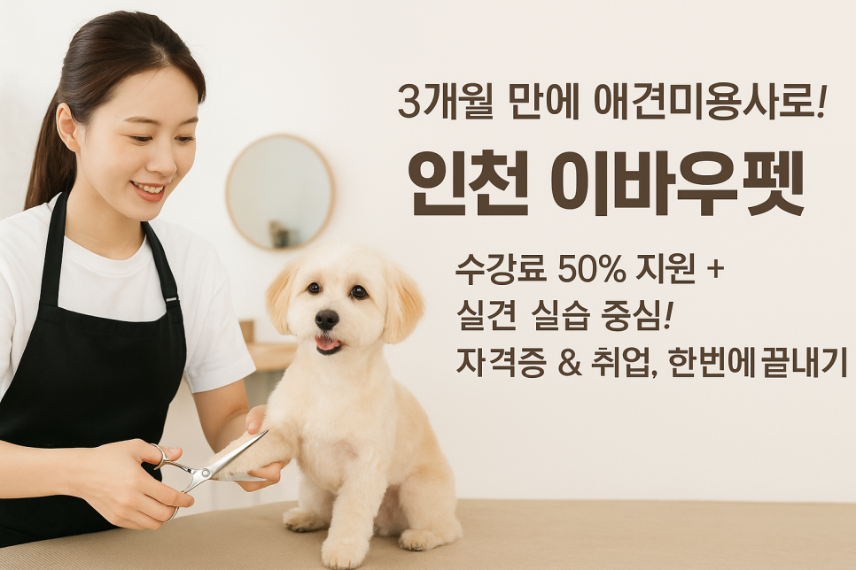 인천 애견미용학원, 수강료 50% 지원받고 전문가 되기