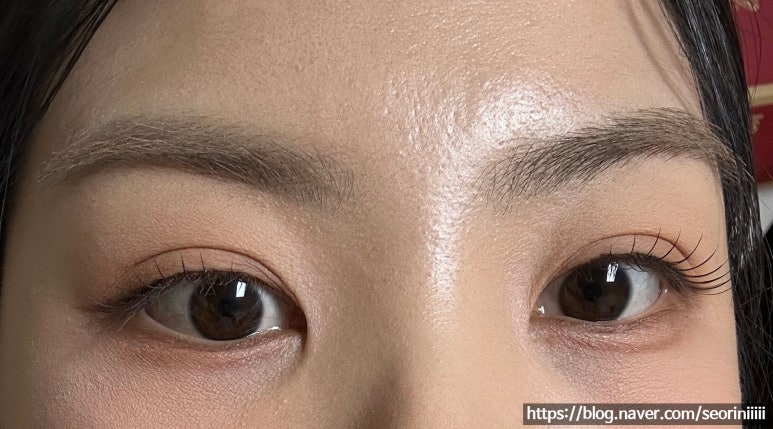 얇고 길게 뺀 라인과 속눈썹이 보이는 눈 근접샷이에요.