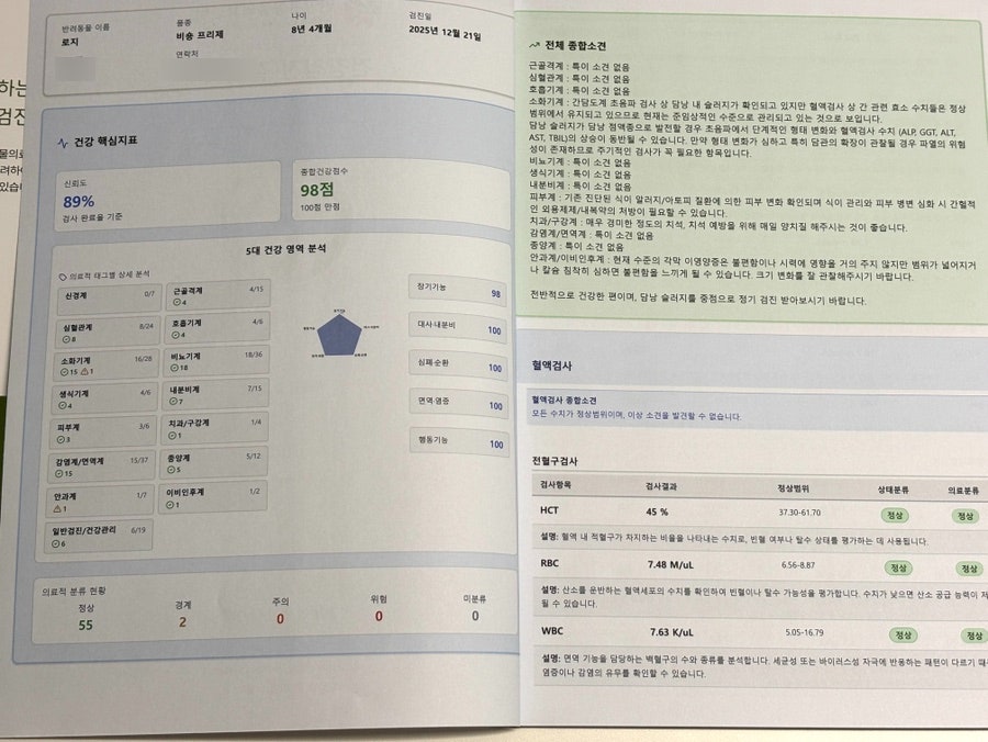 안양 강아지 건강검진 후기: 안양본동물의료센터 비용 및 결과 — 사진 16
