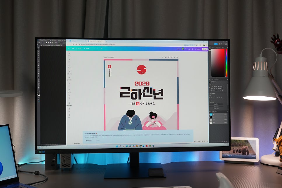 37인치 4K 대화면 LS37D700 삼성 뷰티니디 모니터와 삼성 노트북 듀얼 모니터 작업 환경,  플스 5사용에도 적합 이미지 15